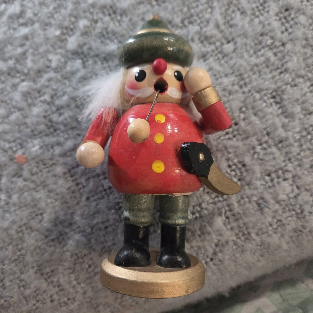 Vintage Wooden Hunter Woodsman Incense Smoker Pipe Christmas Stuck AS IS